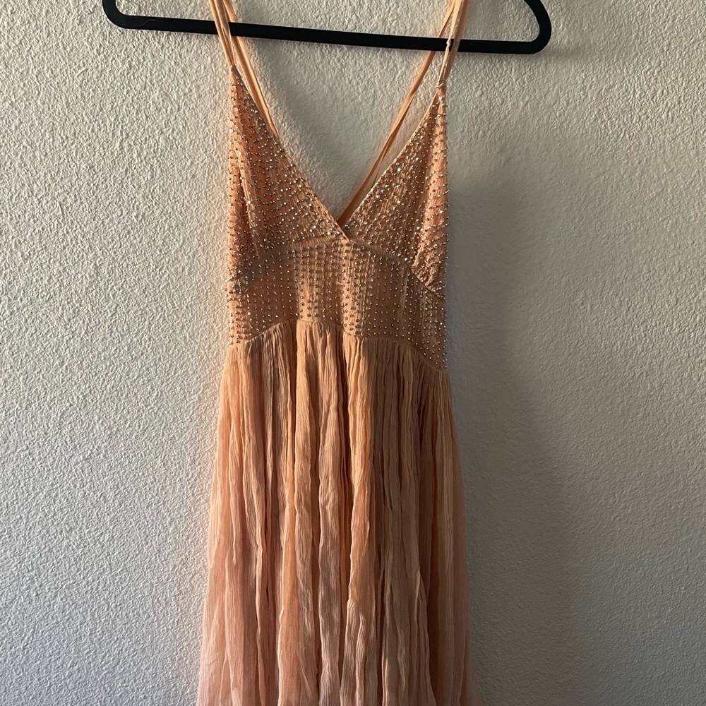 Elegant Peach Beaded Dress